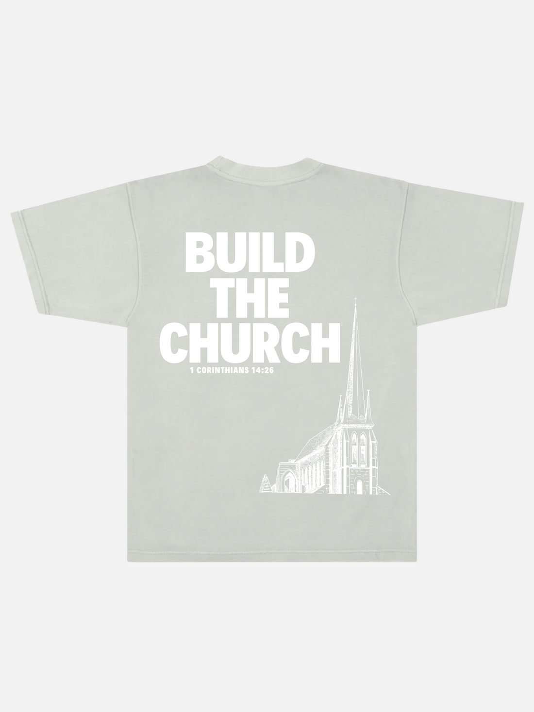 BUILD THE CHURCH TEE FADED SAGE