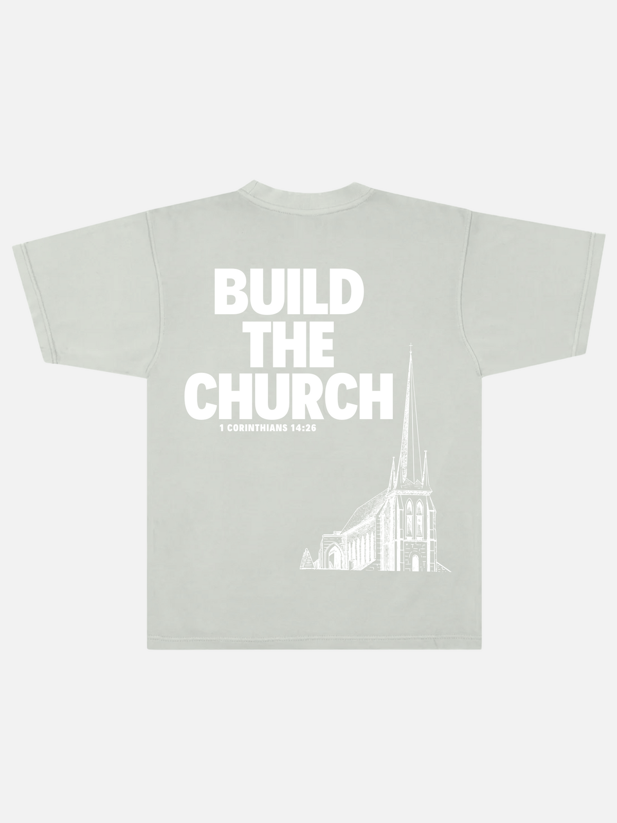 BUILD THE CHURCH TEE FADED SAGE