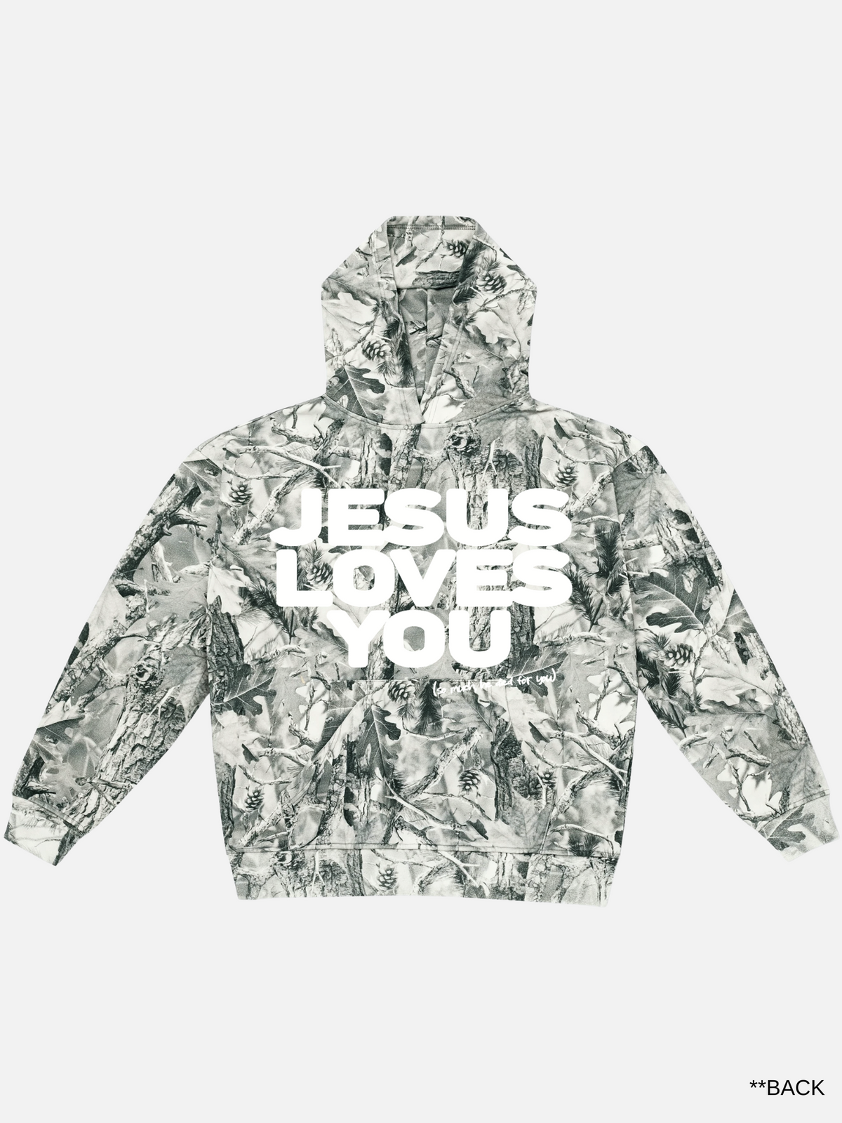 JESUS LOVES YOU HOODIE GREY CAMO